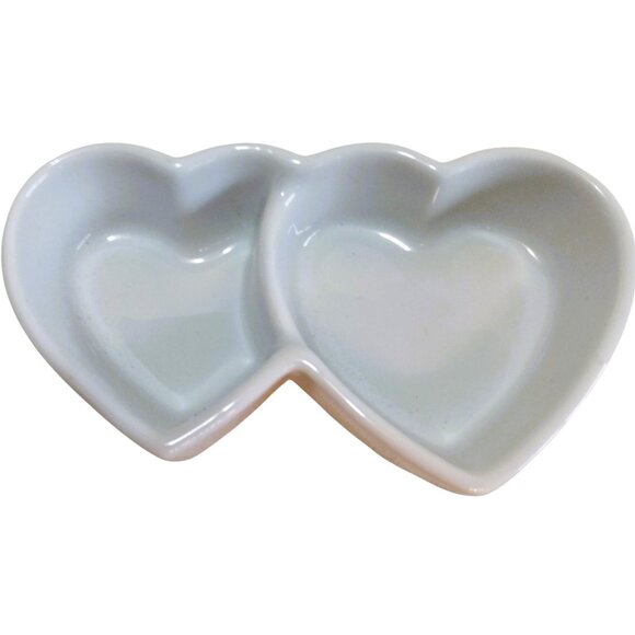 Vintage 1950's Porcelain-Double Heart Shaped-Gold Trim-Lady Angela Trinket Box - Picture 9 of 12